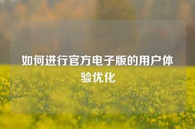 如何进行官方电子版的用户体验优化