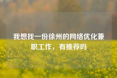 我想找一份徐州的网络优化兼职工作，有推荐吗