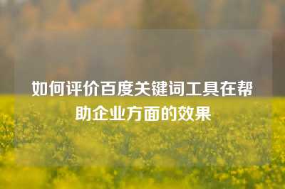 如何评价百度关键词工具在帮助企业方面的效果