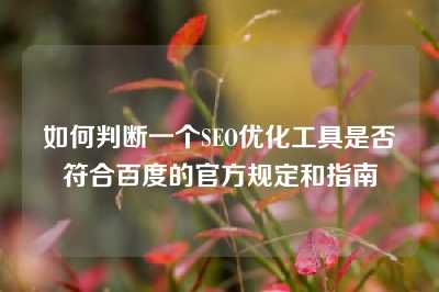 如何判断一个SEO优化工具是否符合百度的官方规定和指南