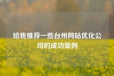 给我推荐一些台州网站优化公司的成功案例