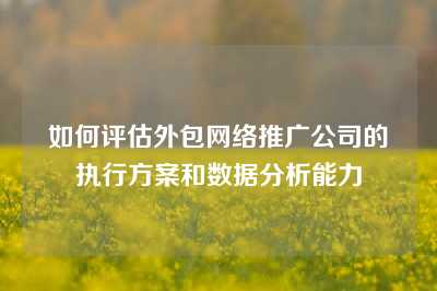 如何评估外包网络推广公司的执行方案和数据分析能力