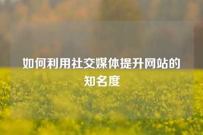 如何利用社交媒体提升网站的知名度