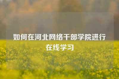 如何在河北网络干部学院进行在线学习