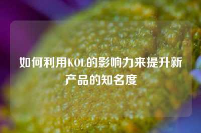 如何利用KOL的影响力来提升新产品的知名度