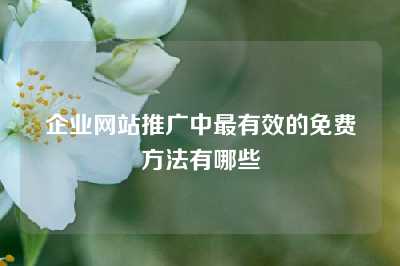 企业网站推广中最有效的免费方法有哪些