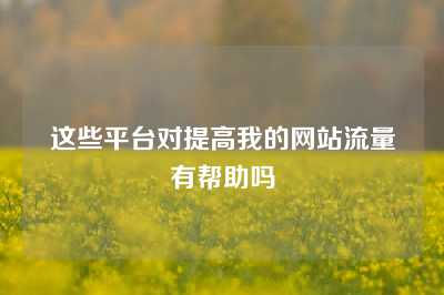 这些平台对提高我的网站流量有帮助吗