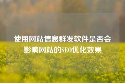 使用网站信息群发软件是否会影响网站的SEO优化效果