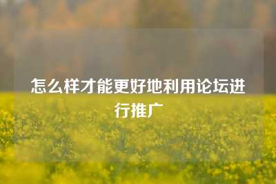 怎么样才能更好地利用论坛进行推广