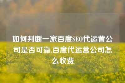 如何判断一家百度SEO代运营公司是否可靠,百度代运营公司怎么收费