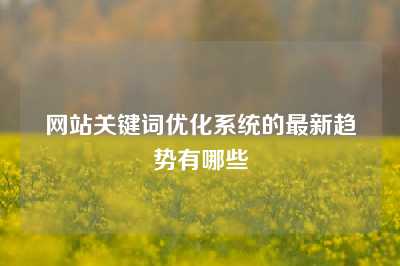 网站关键词优化系统的最新趋势有哪些