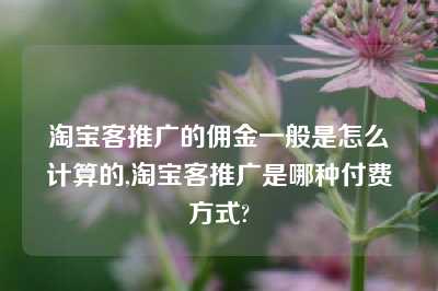 淘宝客推广的佣金一般是怎么计算的,淘宝客推广是哪种付费方式?