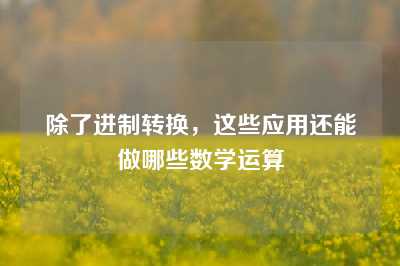 除了进制转换，这些应用还能做哪些数学运算