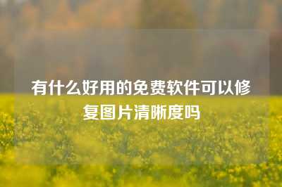 有什么好用的免费软件可以修复图片清晰度吗