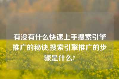 有没有什么快速上手搜索引擎推广的秘诀,搜索引擎推广的步骤是什么?