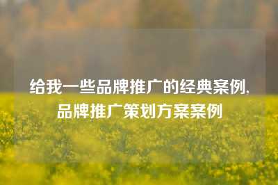 给我一些品牌推广的经典案例,品牌推广策划方案案例