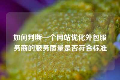 如何判断一个网站优化外包服务商的服务质量是否符合标准