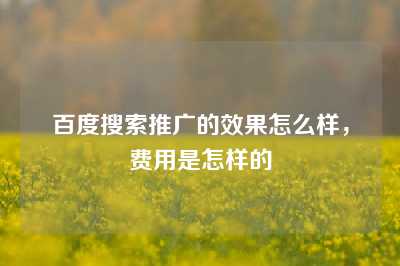 百度搜索推广的效果怎么样，费用是怎样的