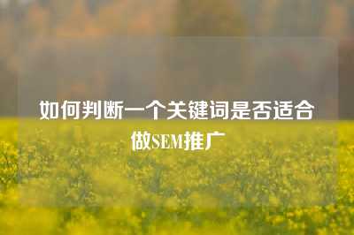 如何判断一个关键词是否适合做SEM推广