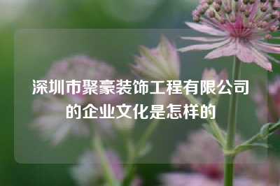 深圳市聚豪装饰工程有限公司的企业文化是怎样的