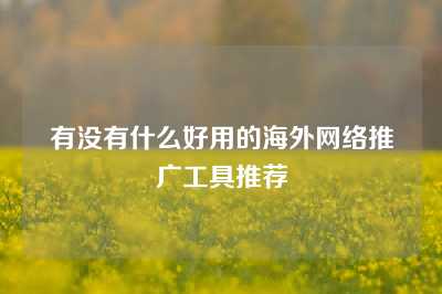 有没有什么好用的海外网络推广工具推荐