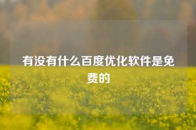 有没有什么百度优化软件是免费的