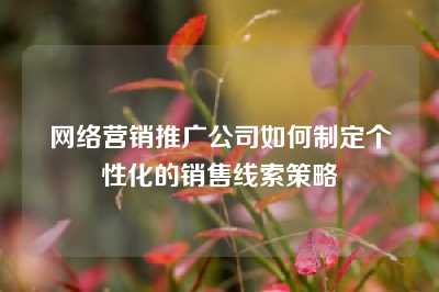 网络营销推广公司如何制定个性化的销售线索策略