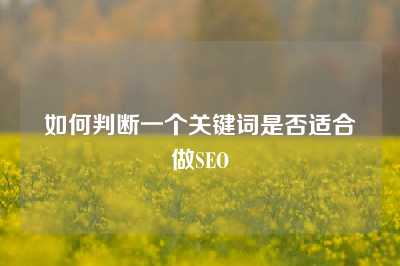 如何判断一个关键词是否适合做SEO