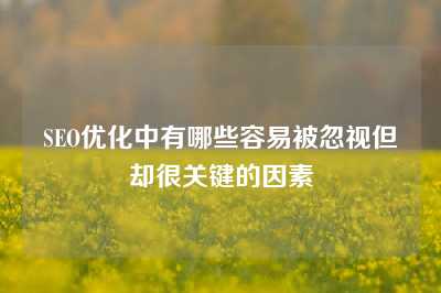 SEO优化中有哪些容易被忽视但却很关键的因素