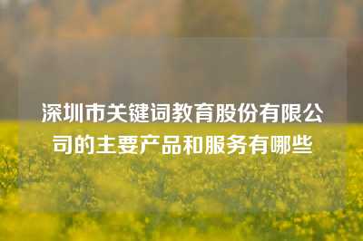 深圳市关键词教育股份有限公司的主要产品和服务有哪些