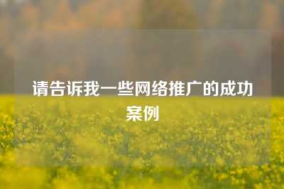 请告诉我一些网络推广的成功案例