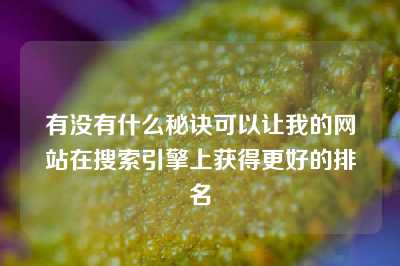 有没有什么秘诀可以让我的网站在搜索引擎上获得更好的排名