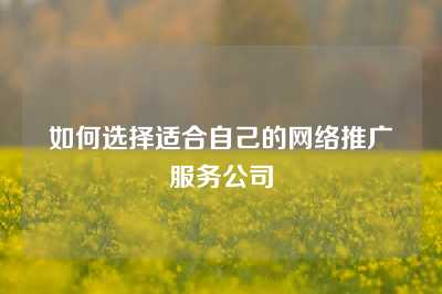 如何选择适合自己的网络推广服务公司