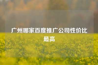 广州哪家百度推广公司性价比最高