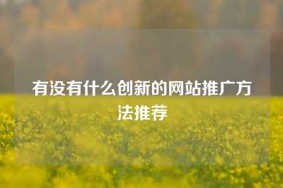 有没有什么创新的网站推广方法推荐