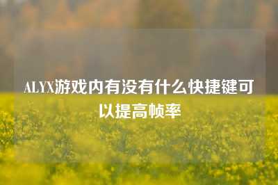 ALYX游戏内有没有什么快捷键可以提高帧率