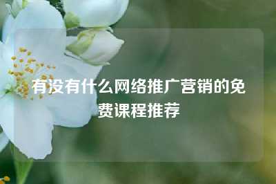 有没有什么网络推广营销的免费课程推荐