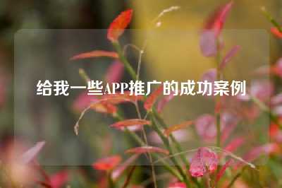 给我一些APP推广的成功案例