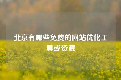 北京有哪些免费的网站优化工具或资源