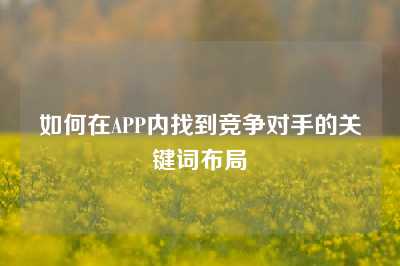 如何在APP内找到竞争对手的关键词布局