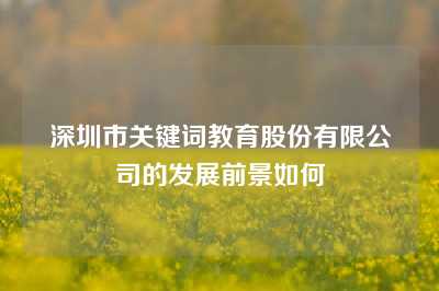 深圳市关键词教育股份有限公司的发展前景如何