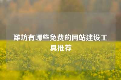 潍坊有哪些免费的网站建设工具推荐