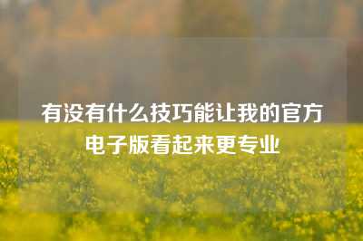 有没有什么技巧能让我的官方电子版看起来更专业